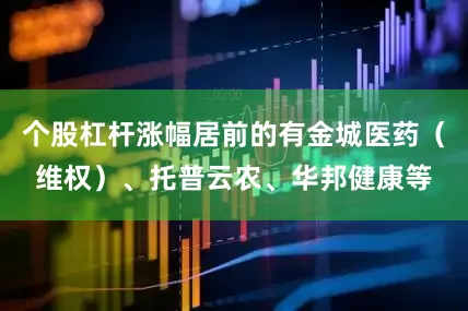 个股杠杆涨幅居前的有金城医药（维权）、托普云农、华邦健康等