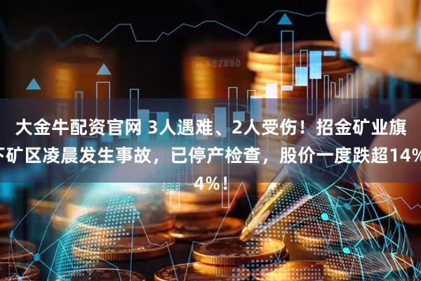 大金牛配资官网 3人遇难、2人受伤！招金矿业旗下矿区凌晨发生事故，已停产检查，股价一度跌超14%！